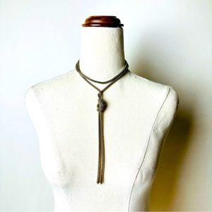Vintage Mesh Knot Pendant Long Statement Necklace